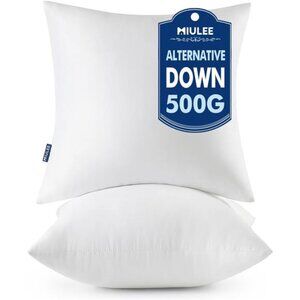 Throw Pillows Inserts, Pack of 2 18x18 Inch 100% Virgin Fiber Filling